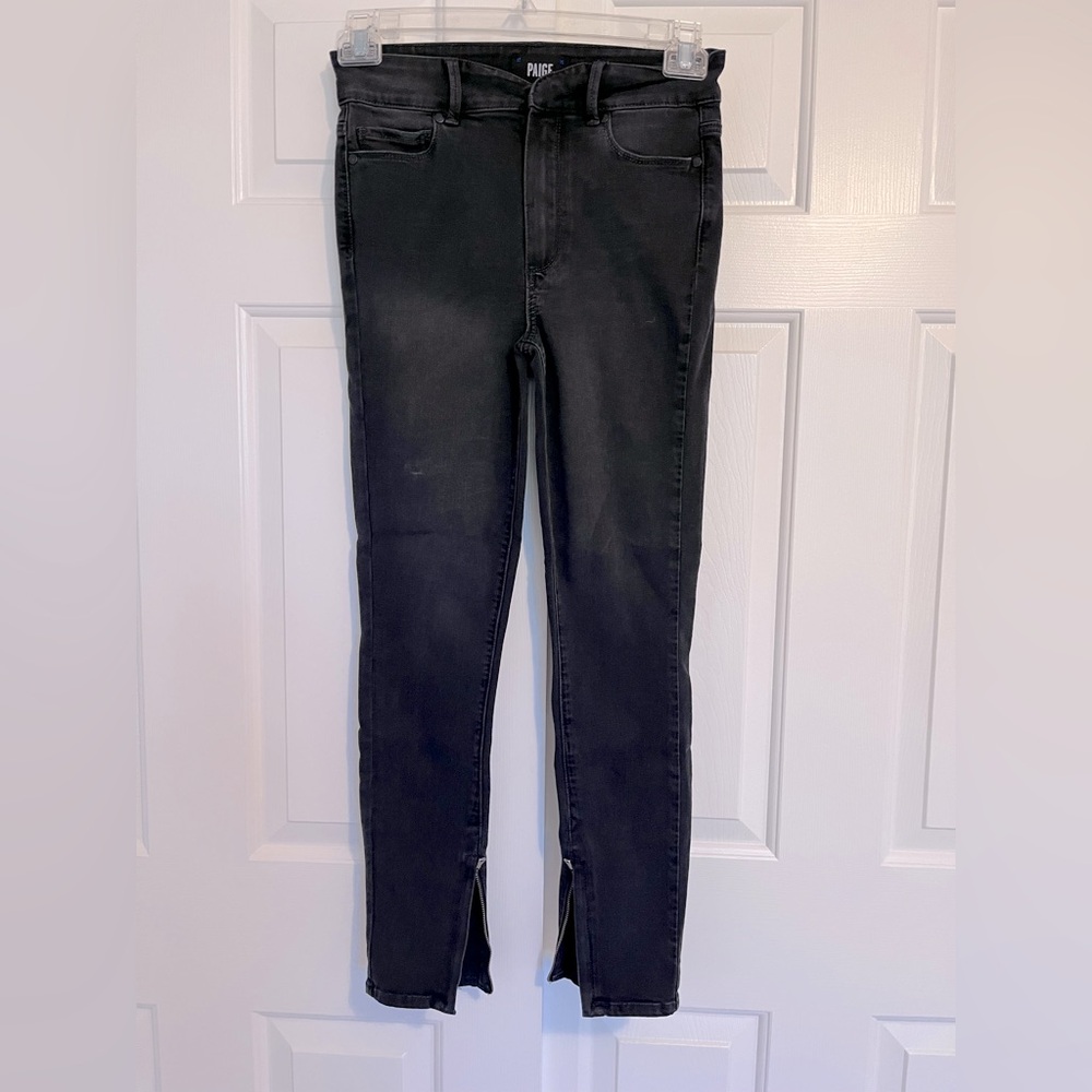 PAIGE High Rise Margot Ankle Skinny w/ zipper, Washed Grey, size 27, length 27